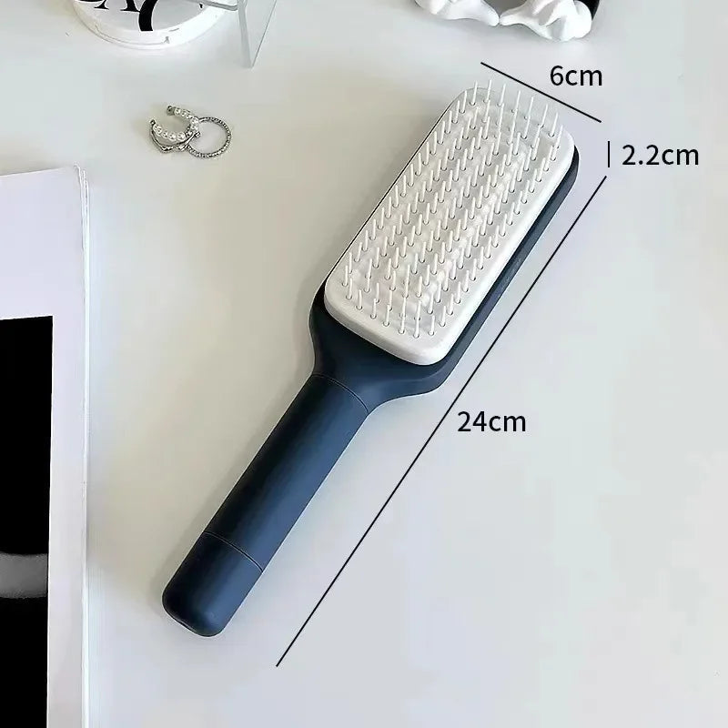 Automatic Cleaning Rotating Lifting Comb Self Cleaning Hairbrush Rotating Retractable Anti Static Massage Comb Scalp Hair Comb Quick Pick Grocers